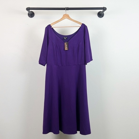 NWT City Chic Women's Plus Size Cute Girl Elbow Sleeve Midi Dress Petunia - Picture 5 of 8